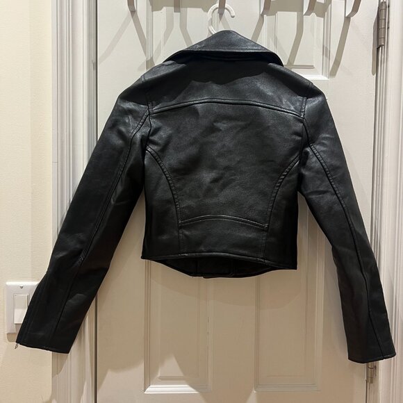 Abercrombie & Fitch Women's Vegan Leather Moto Jacket in Black, XXS - Picture 11 of 11